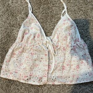 Floral Eyelet Lace Crop Top